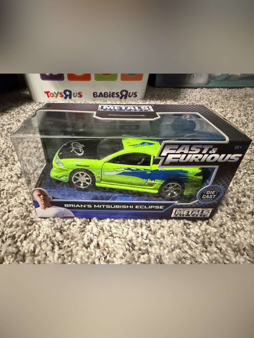 Fast & Furious Brian's Mitsubishi Eclipse Toy Car - Neon Green & Blue